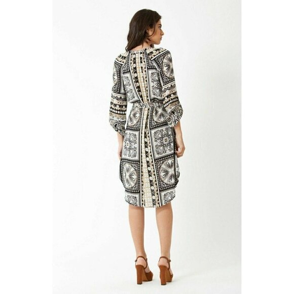 Hale Bob Mischa Button Up Long Sleeve Belt Print Maxi Dress Size M $283 - Picture 2 of 10